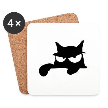 Black Cat 14 Katze - Untersetzer (4er-Set) - Weiß - Vorne