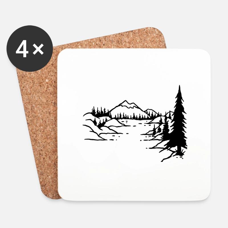 Landschaft Berge Seen - Untersetzer (4er-Set) - Weiß