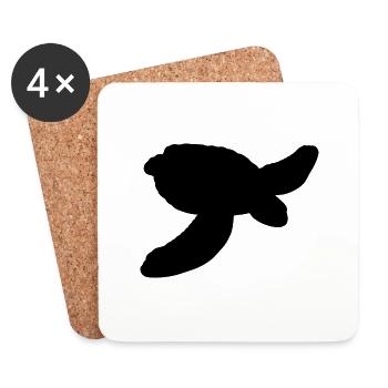 Wasserschildkröte Umriss - Untersetzer (4er-Set) - Weiß - Vorne