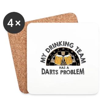 Dart & Bier Lustiger Darts Spruch - Untersetzer (4er-Set) - Weiß - Vorne