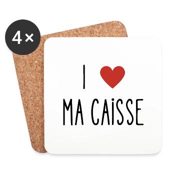 i love ma caisse - Dessous de verre (lot de 4) - blanc - Devant
