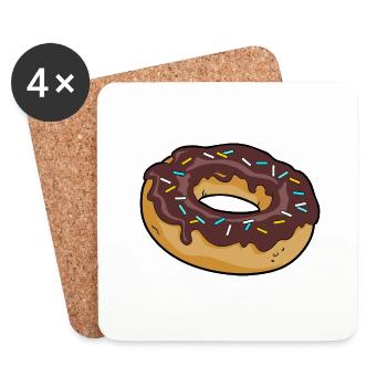 Schokolade Donut - lecker Kuchen - Untersetzer (4er-Set) - Weiß - Vorne