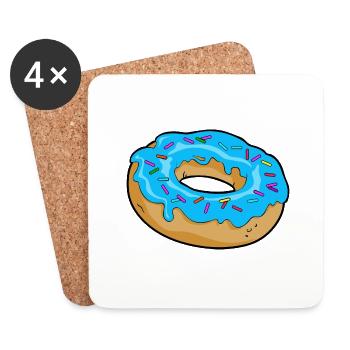 Donut blue with frosting - Coasters (set of 4) - white - Front