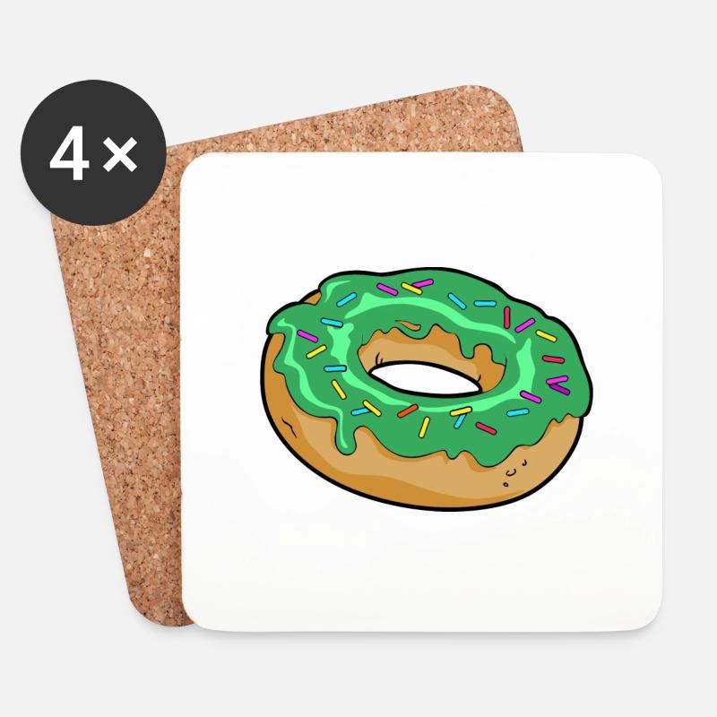 Donut mit grüner Glasur - Untersetzer (4er-Set) - Weiß