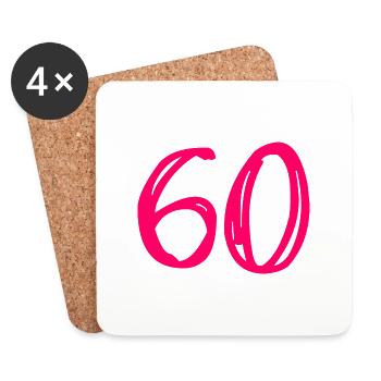 60. 60 YEARS. 60th ANNIVERSARY. 60TH BIRTHDAY. - Coasters (set of 4) - white - Front