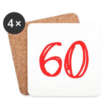 60. 60 ANS. 60e ANNIVERSAIRE. ANNIVERSAIRE 60 ANS. - Dessous de verre (lot de 4) - blanc - Devant