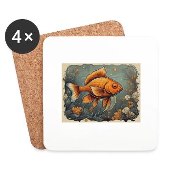 poisson rouge - Dessous de verre (lot de 4) - blanc - Devant