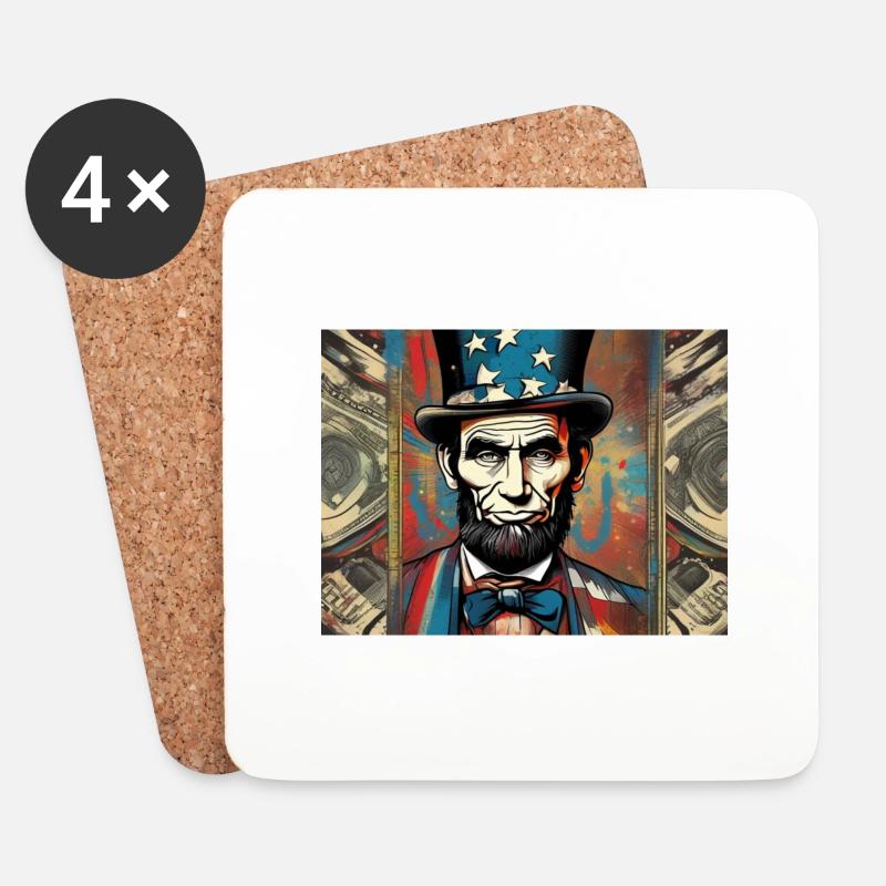 PRÄSIDENT LINCOLN - Untersetzer (4er-Set) - Weiß