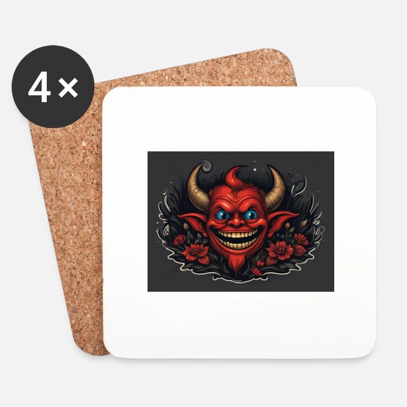 Red Devil - Coasters (set of 4) - white