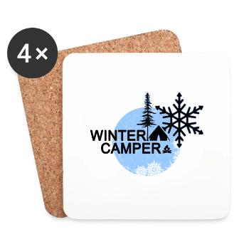camping d’hiver, tentes d’hiver, bivouac de neige - Dessous de verre (lot de 4) - blanc - Devant