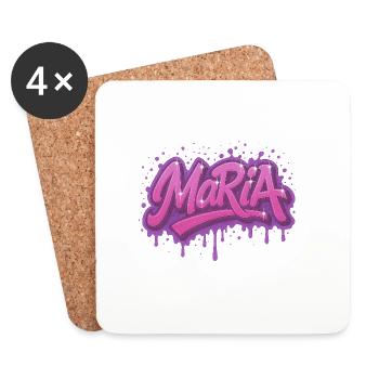 Graffiti Maria Name Geschenk Ideal Druckbar - Untersetzer (4er-Set) - Weiß - Vorne