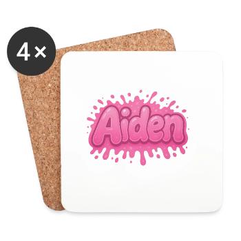 Graffiti Aiden Personalisierter Name ideales Geschenk zum Ausdrucken - Untersetzer (4er-Set) - Weiß - Vorne