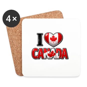 I Love Canada – Heart with Maple Leaf - Coasters (set of 4) - white - Front