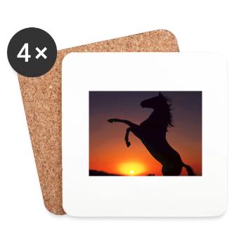 chevaux sur coucherdu soleil - Dessous de verre (lot de 4) - blanc - Devant
