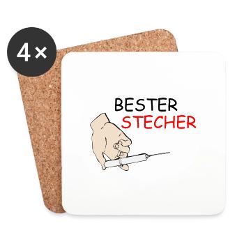 Neues T-Shirt Bester Stecher Geschenkidee - Untersetzer (4er-Set) - Weiß - Vorne