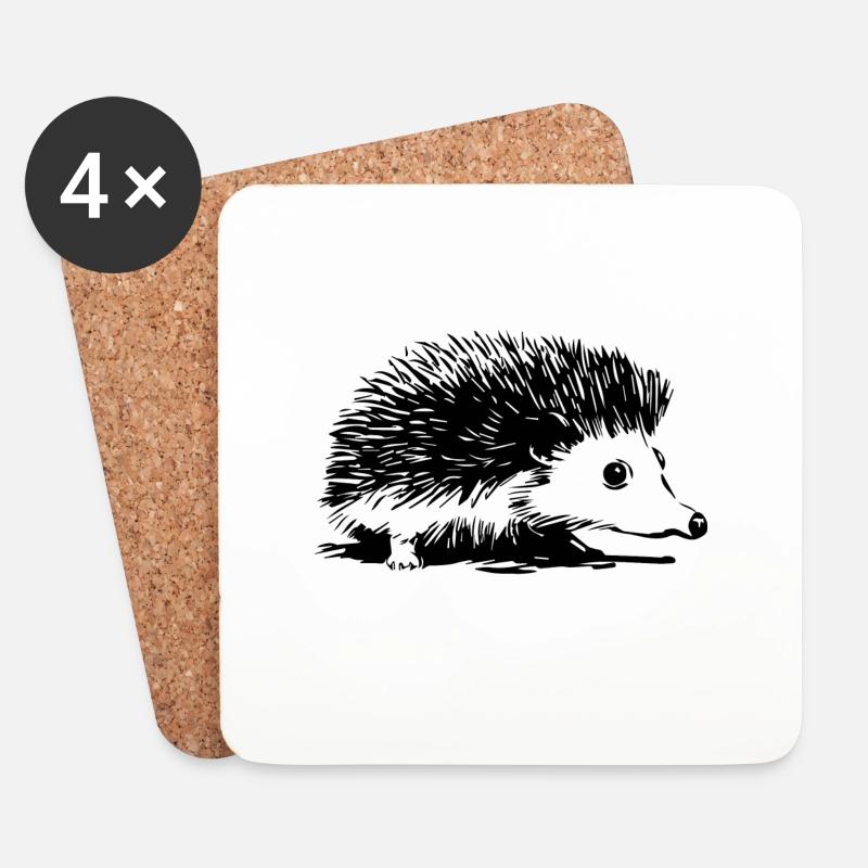 hedgehog - Coasters (set of 4) - white