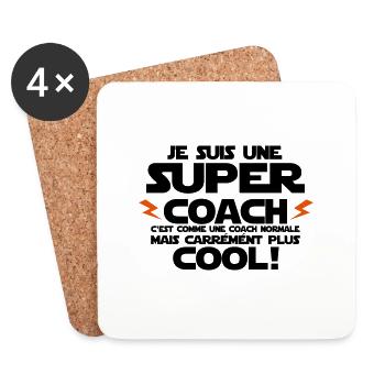 je suis une super coach - Dessous de verre (lot de 4) - blanc - Devant