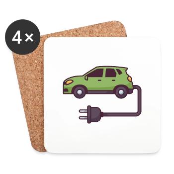 Elektrisches Fahrzeug - Untersetzer (4er-Set) - Weiß - Vorne