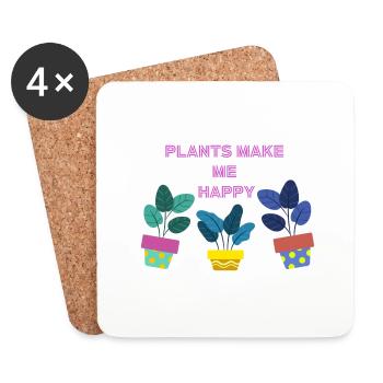 Plants make me happy - Coasters (set of 4) - white - Front