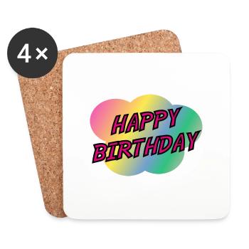 HAPPY BIRTHDAY. HAPPY BIRTHDAY. ANNIVERSARY. - Coasters (set of 4) - white - Front