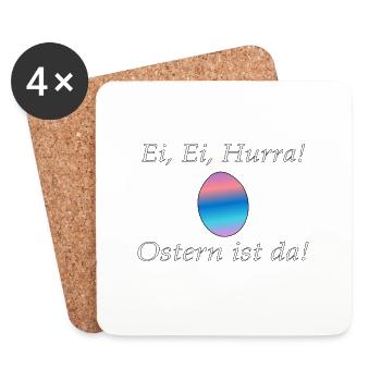 Ei, Ei, Hurra! Ostern ist da - Untersetzer (4er-Set) - Weiß - Vorne