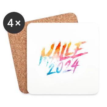 Malle 2024 Bunt Mallorca - Untersetzer (4er-Set) - Weiß - Vorne