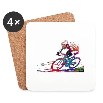 Cycling #cycling #sport #bike - Coasters (set of 4) - white - Front