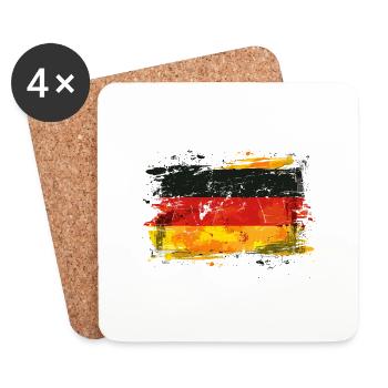 Deutschland Flagge Deutsche Fahne Used Look Heimat - Untersetzer (4er-Set) - Weiß - Vorne