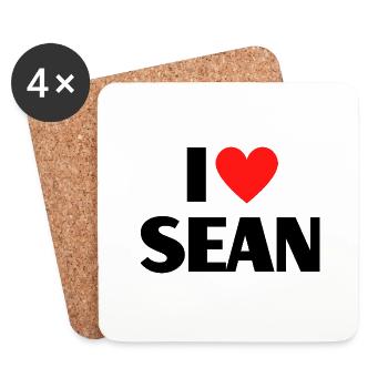J’aime Sean Coeur Graphique Nom Cadeau - Dessous de verre (lot de 4) - blanc - Devant