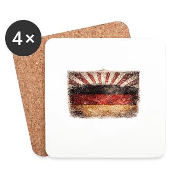 Vintage Grunge German Flag Sunrise - Coasters (set of 4) - white - Front