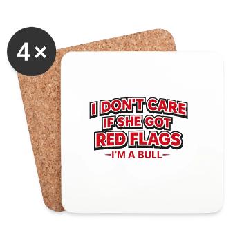 Red Flags Bull I Don’t Care - Untersetzer (4er-Set) - Weiß - Vorne