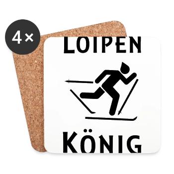 Loipenkönig Skilanglauf und Wintersport - Untersetzer (4er-Set) - Weiß - Vorne