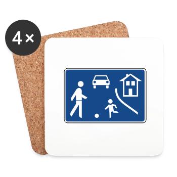 Road sign play street dad mum parents kids - Coasters (set of 4) - white - Front