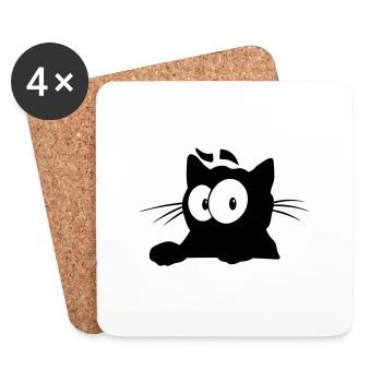 Black Cat 6 Katze - Untersetzer (4er-Set) - Weiß - Vorne
