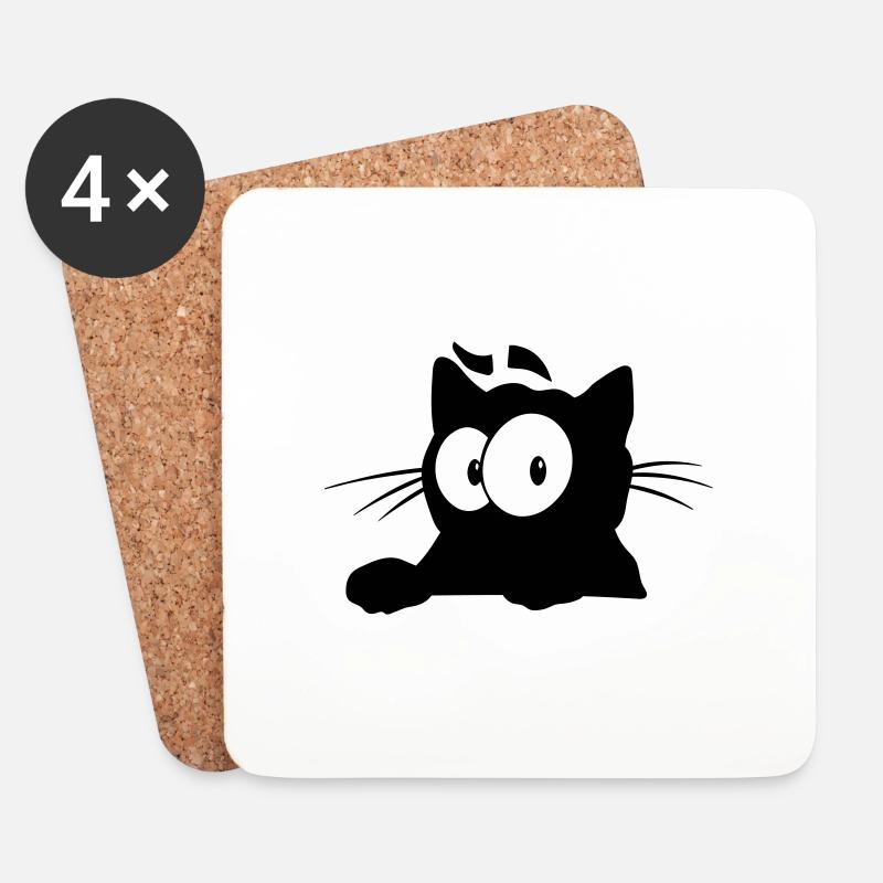 Black Cat 6 Katze - Untersetzer (4er-Set) - Weiß