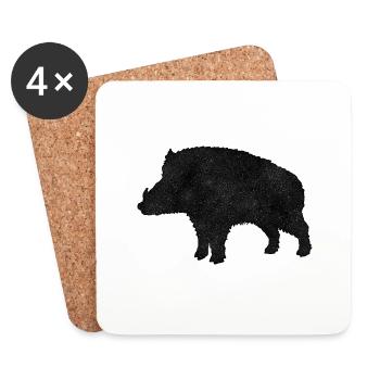 Wild boar - Coasters (set of 4) - white - Front