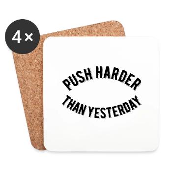 Push Harder Than Yesterday - Coasters (set of 4) - white - Front