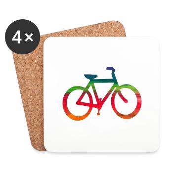 Vélo abstrait aux couleurs vives - Dessous de verre (lot de 4) - blanc - Devant