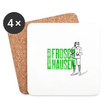 Südharz Merch - Froschhausen Wasserthaleben (grün) - Untersetzer (4er-Set) - Weiß - Vorne