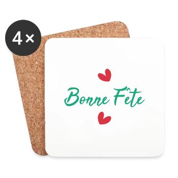 PAPA. FÊTE DES PÈRES. BONNE FÊTE PAPA. BONNE FÊTE - Dessous de verre (lot de 4) - blanc - Devant