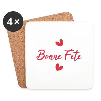 BONNE FÊTE. FÊTE DES MÈRES. FÊTE DES PÈRES. FÊTE - Dessous de verre (lot de 4) - blanc - Devant
