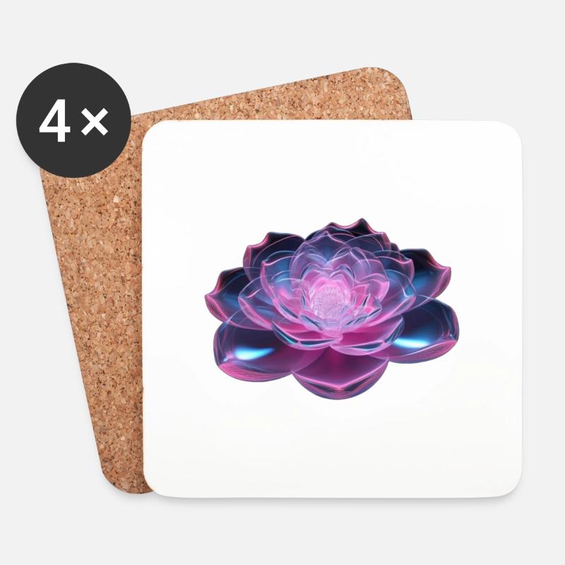3D-Blume - Untersetzer (4er-Set) - Weiß