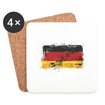 Deutschland Flagge Deutsche Fahne Used Look Heimat - Untersetzer (4er-Set) - Weiß - Vorne