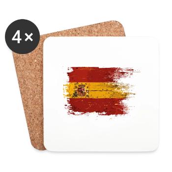 Drapeau d'Espagne Drapeau espagnol vintage Look usé - Dessous de verre (lot de 4) - blanc - Devant