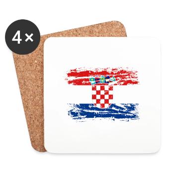 Kroatien Flagge Adria Zagreb Kroatische Fahne - Untersetzer (4er-Set) - Weiß - Vorne