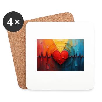 Heart Beat - Coasters (set of 4) - white - Front