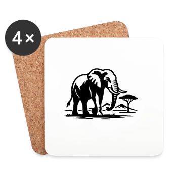 Elephant Silhouette Savannah - Coasters (set of 4) - white - Front