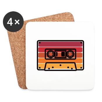 Retro cassette - Dessous de verre (lot de 4) - blanc - Devant