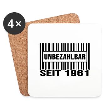1961 geburtstag unbezahlbar barcode - Untersetzer (4er-Set) - Weiß - Vorne