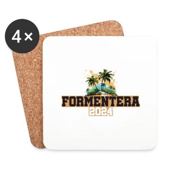 Formentera 2024 Reisen Urlaub - Untersetzer (4er-Set) - Weiß - Vorne
